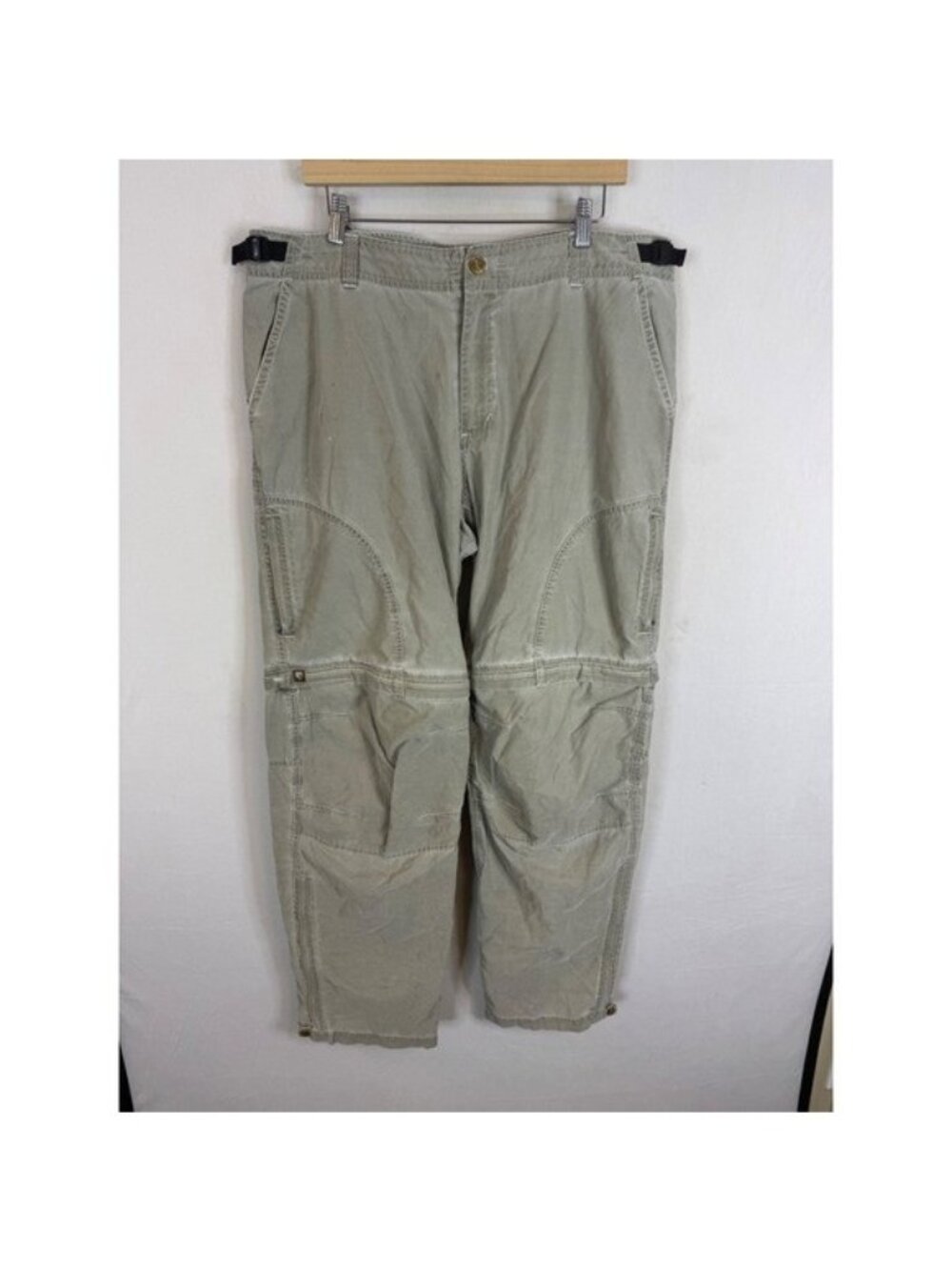 Kuhl Liberator Convertible Pants Mens XL-34 Gray Khaki Hiking Zip Off Cargo